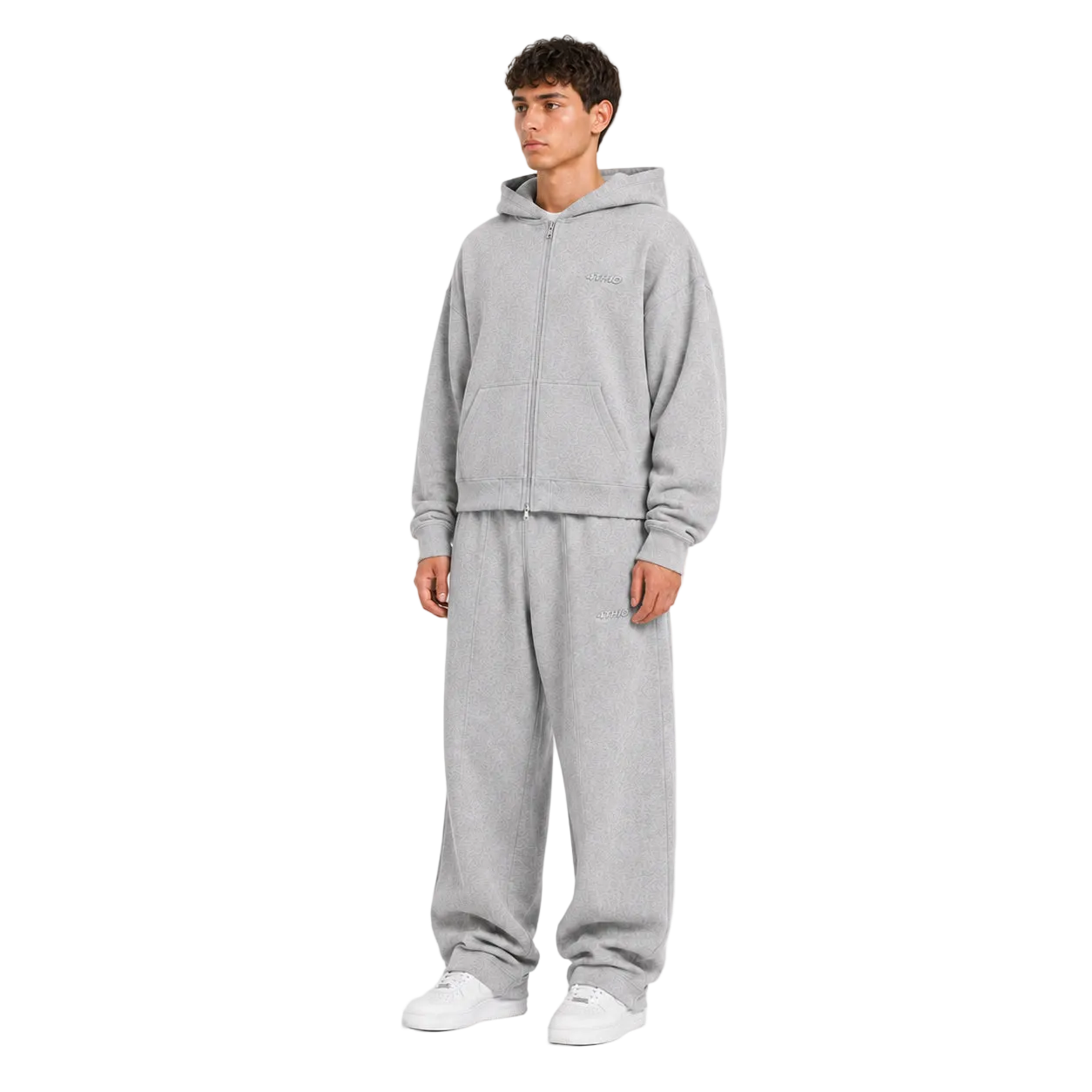 TRACKSUIT ZIP HOODIE - GREY MELANGE