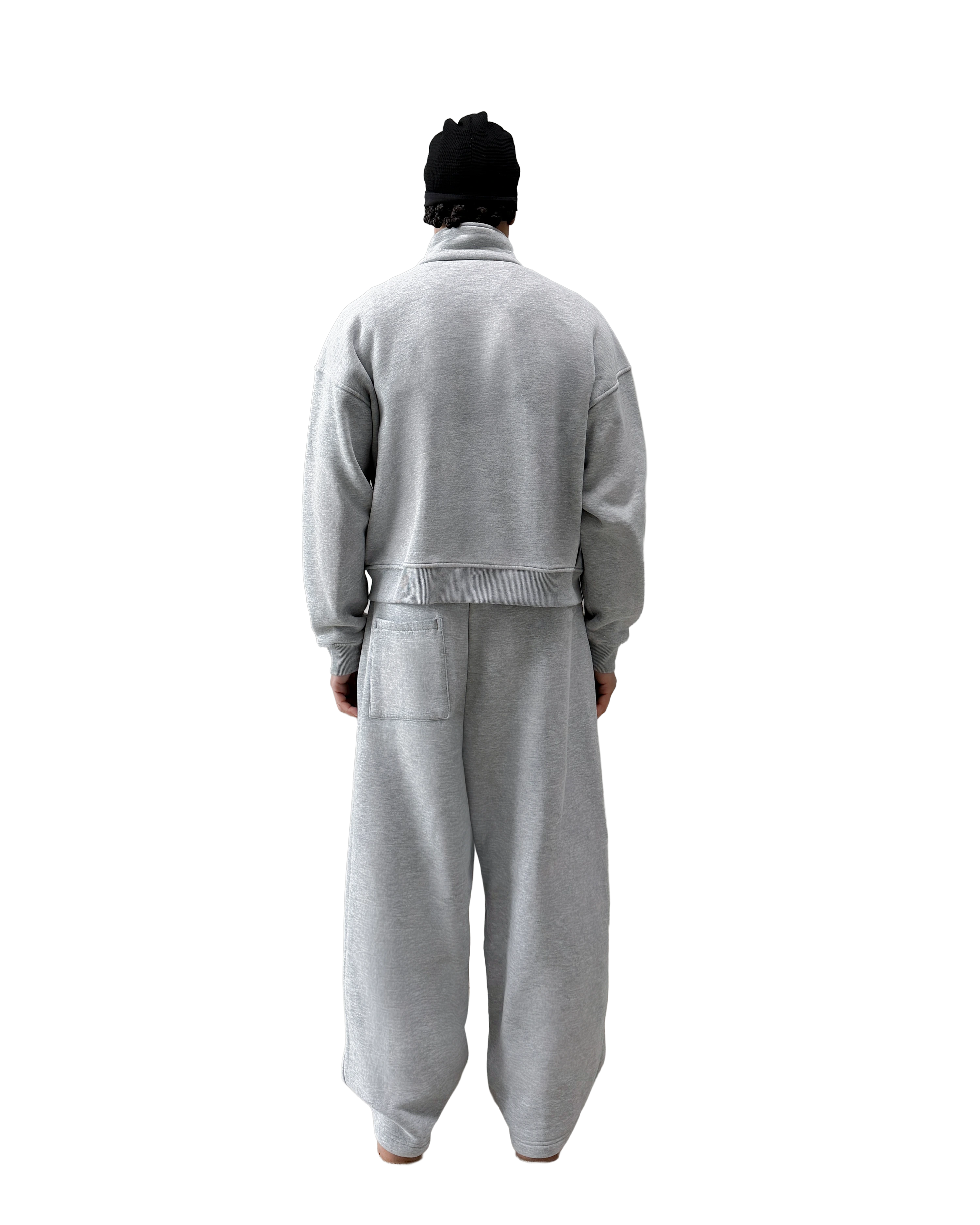 TRACKSUIT ZIP CREWNECK - GREY MELANGE