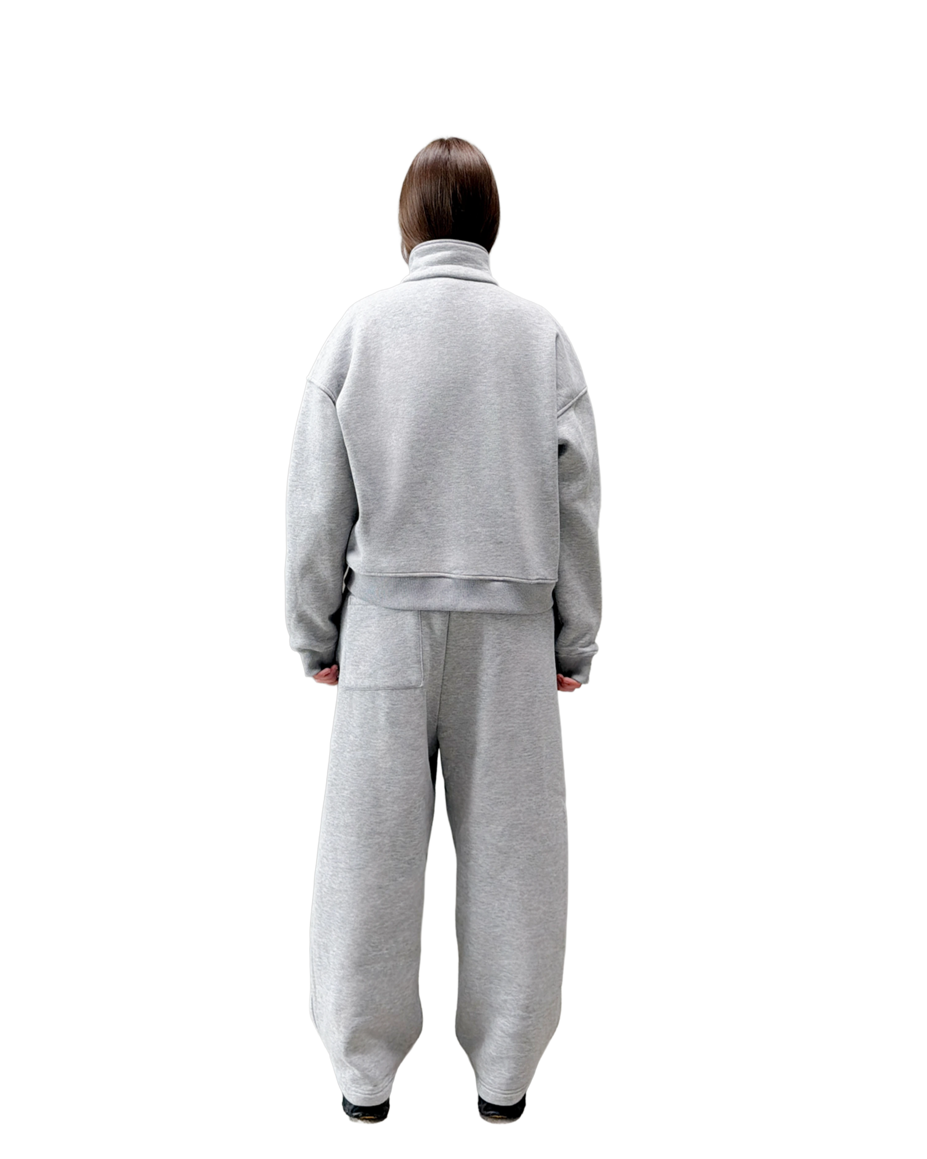 TRACKSUIT ZIP CREWNECK - GREY MELANGE