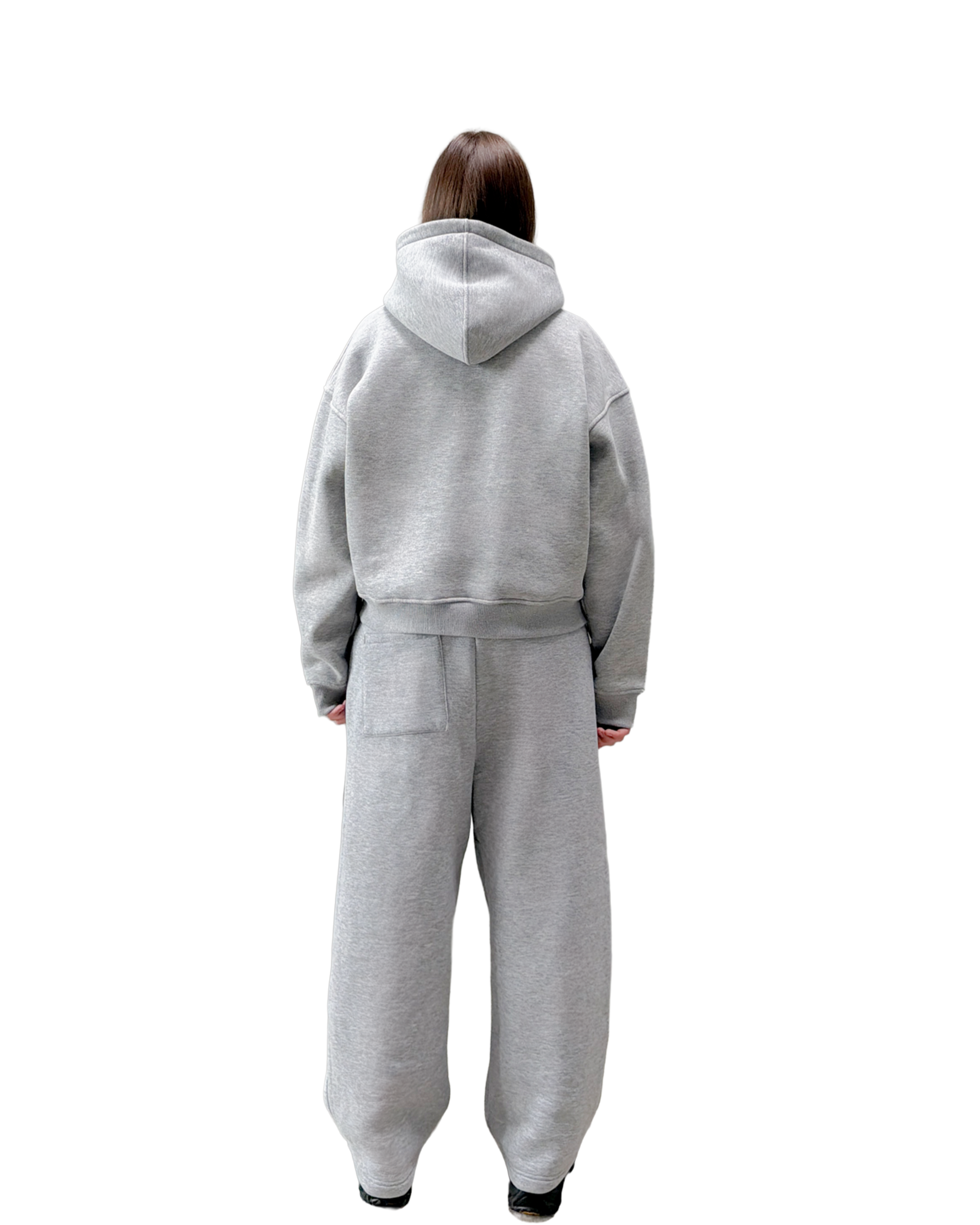 TRACKSUIT ZIP HOODIE - GREY MELANGE