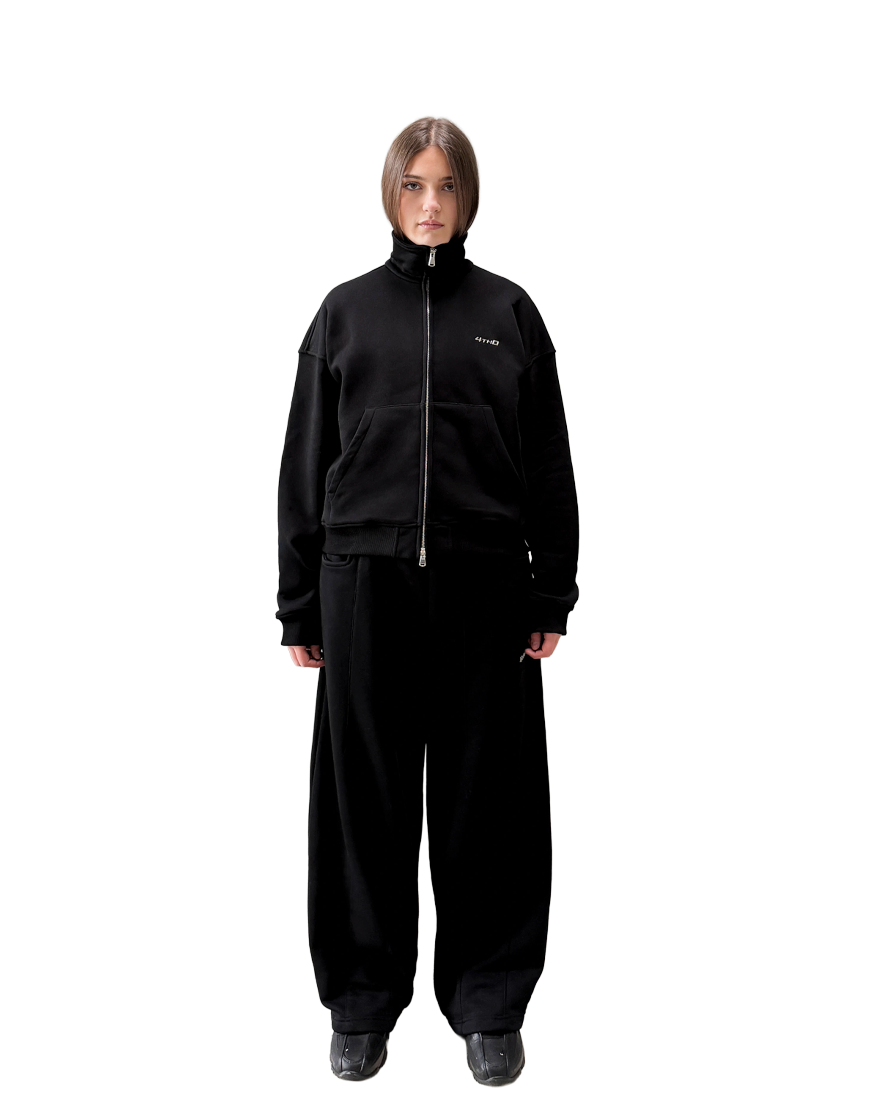 TRACKSUIT ZIP CREWNECK - BLACK