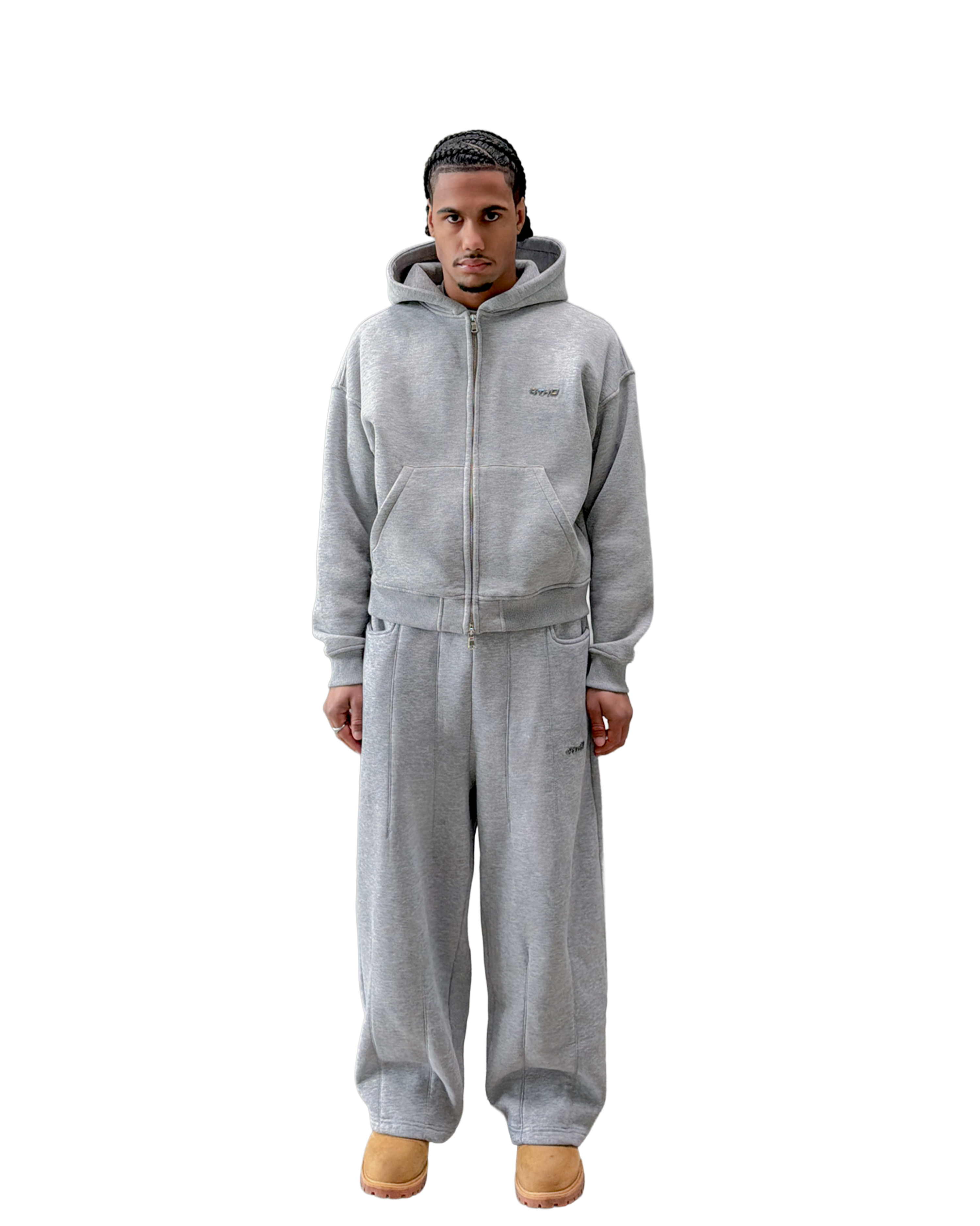 TRACKSUIT ZIP HOODIE - GREY MELANGE