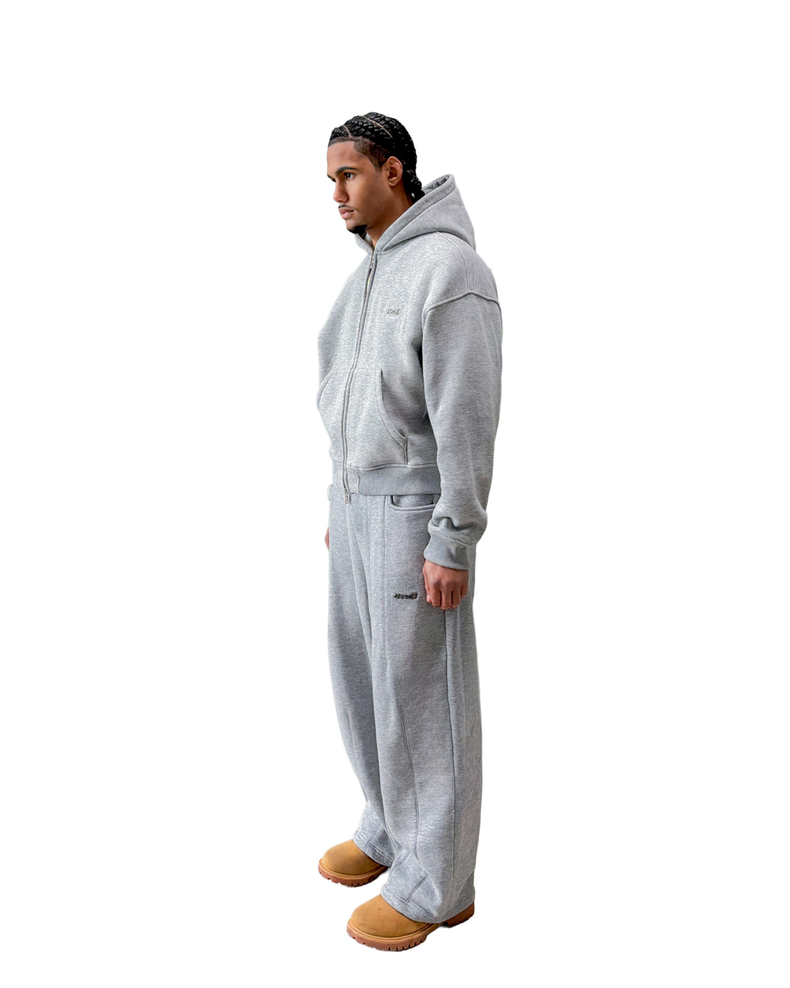 TRACKSUIT ZIP HOODIE - GREY MELANGE