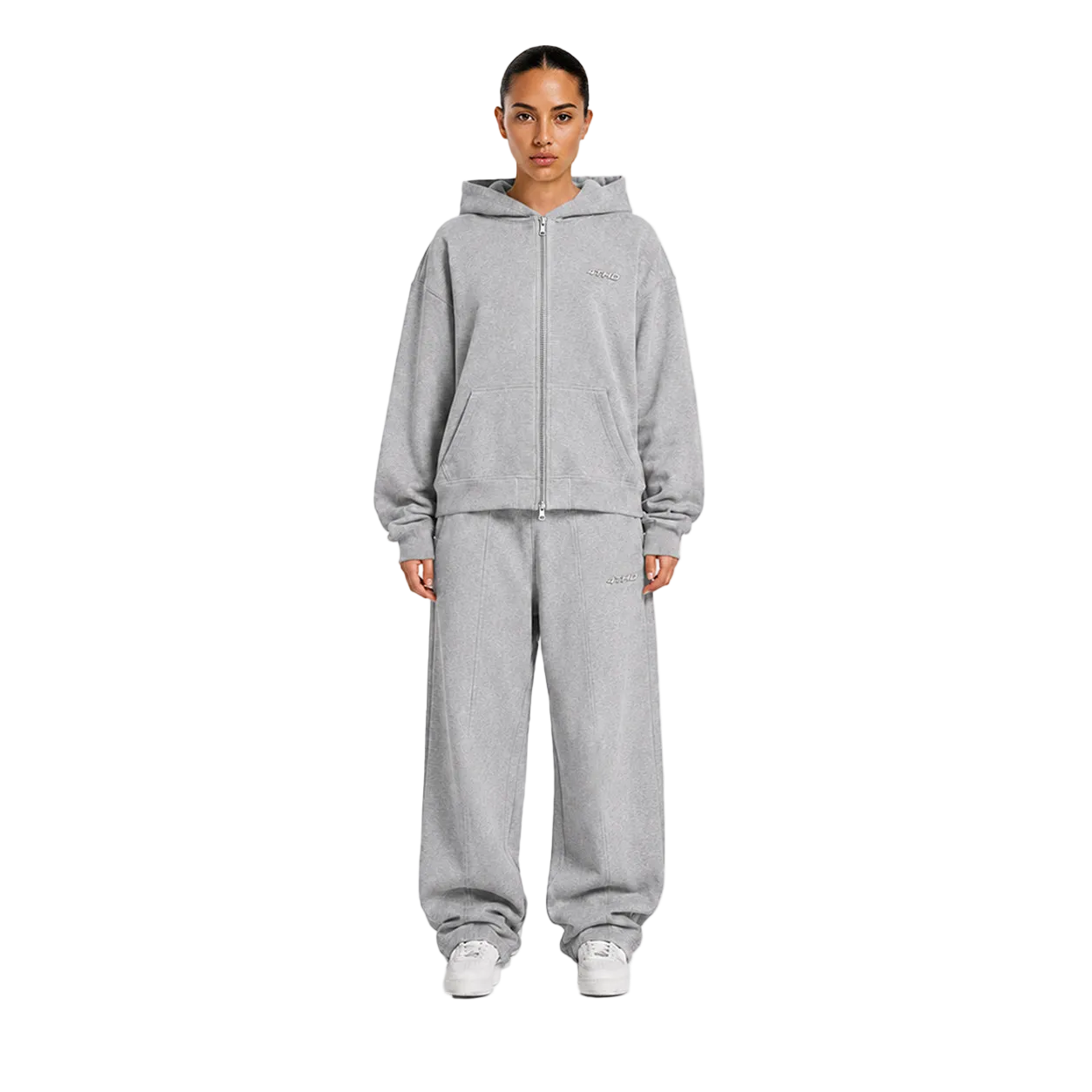 Zip Hoodie - Grey Melange