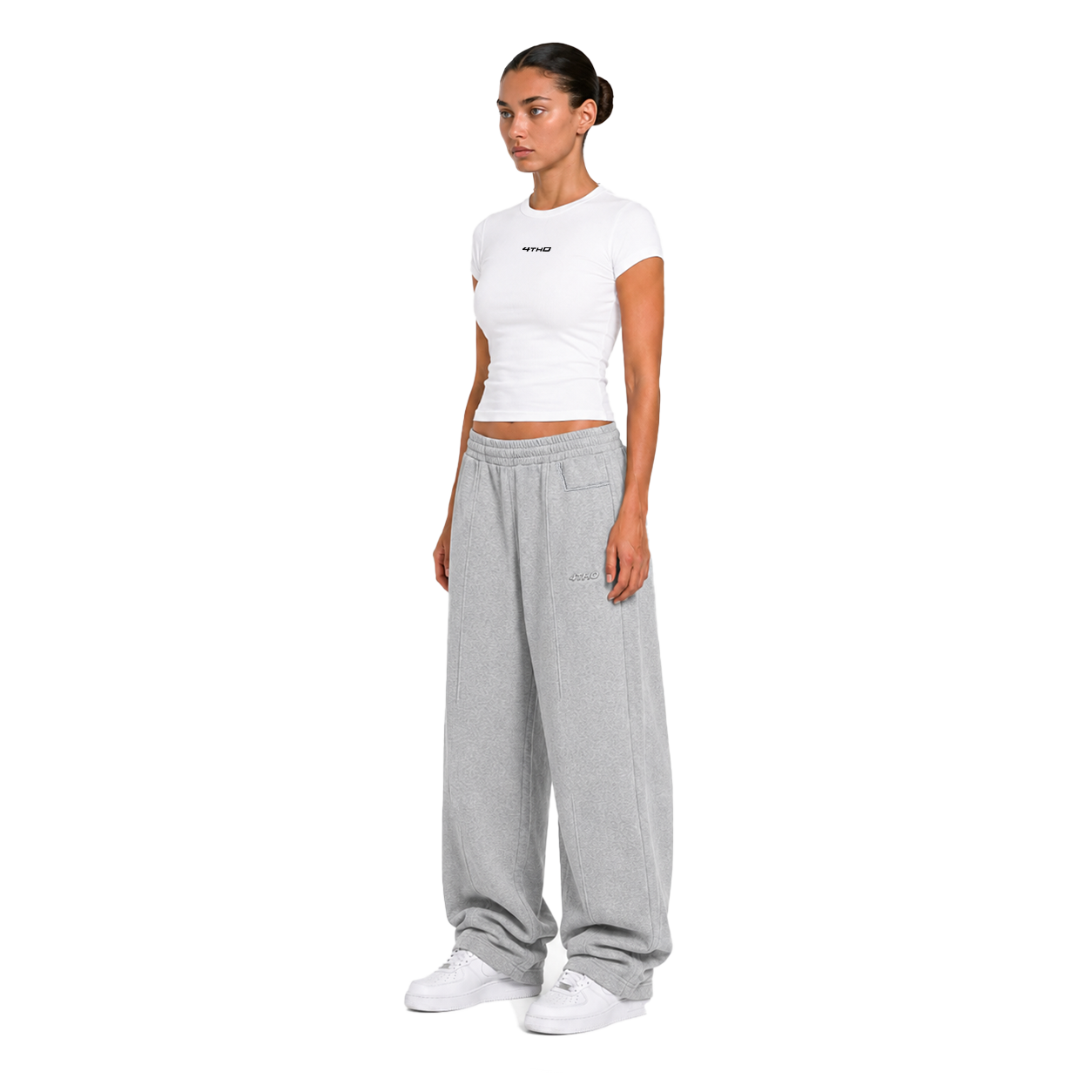 TRACKSUIT BABY TEE & SWEATPANT - WHITE/GREY MELANGE