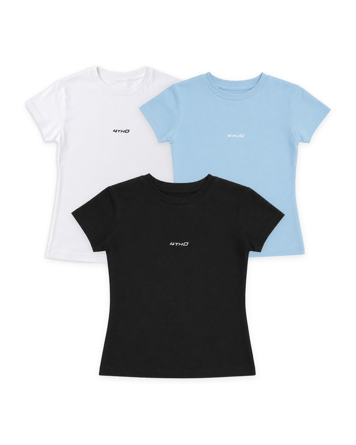 4thD Baby Tee 3er-Pack Black, White, Sky Blue