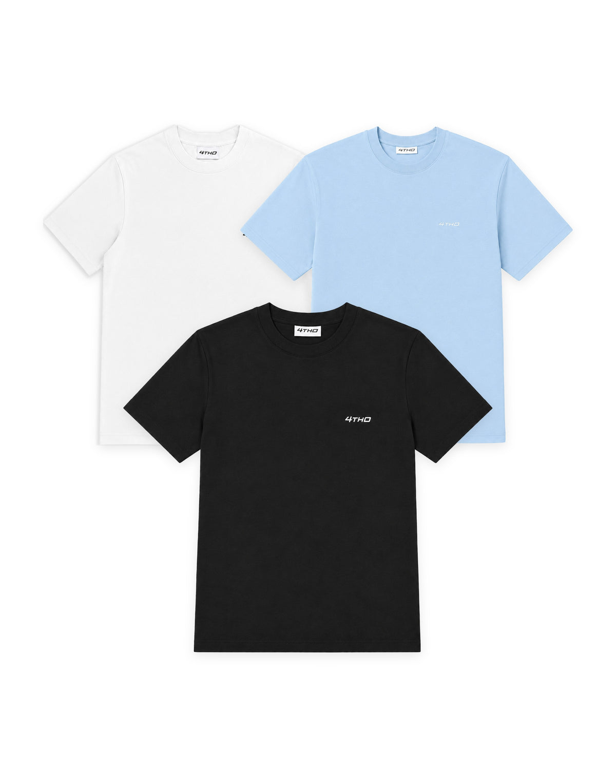 4thD Slim Fit Tee 3er-Pack Black, White, Sky Blue