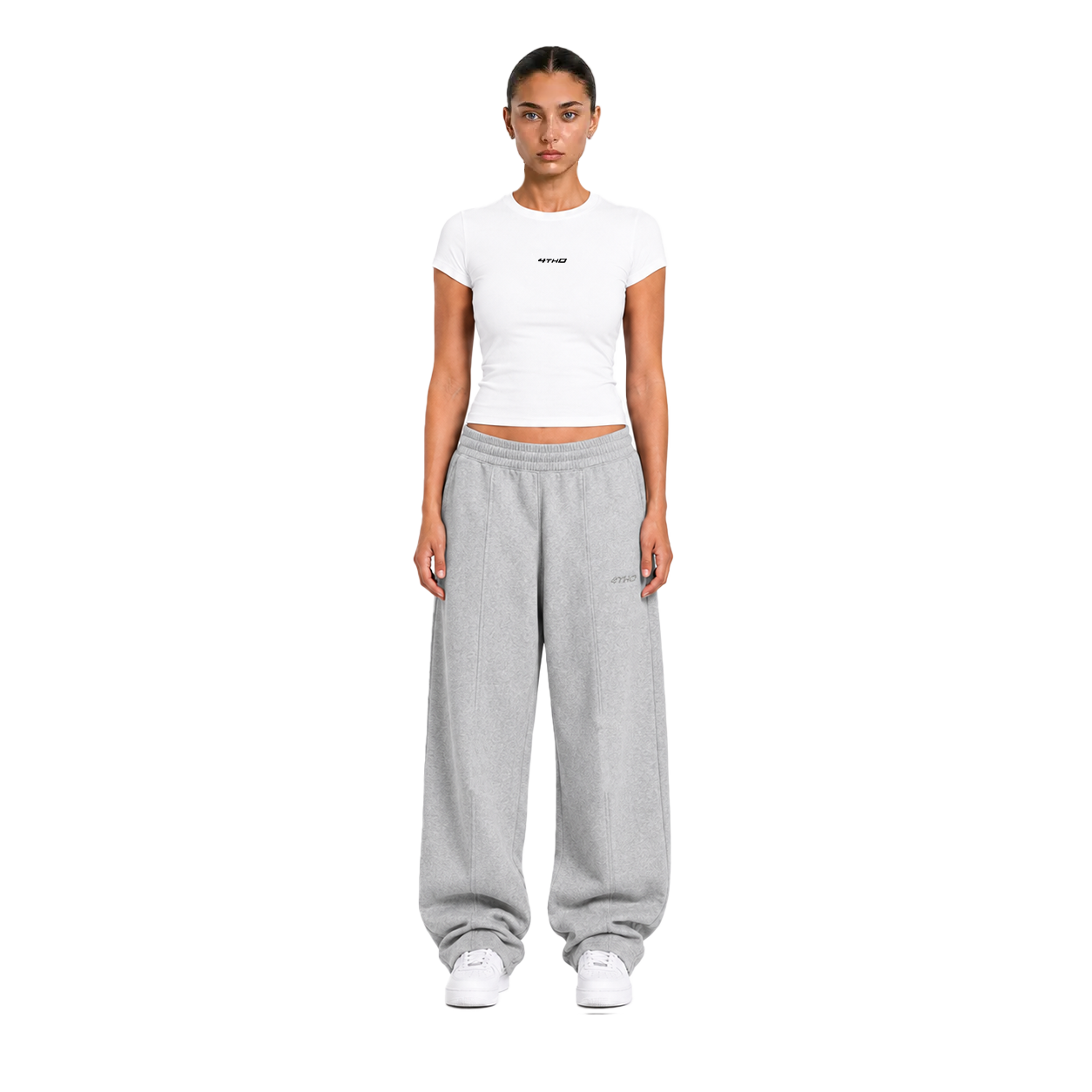 TRACKSUIT BABY TEE & SWEATPANT - WHITE/GREY MELANGE