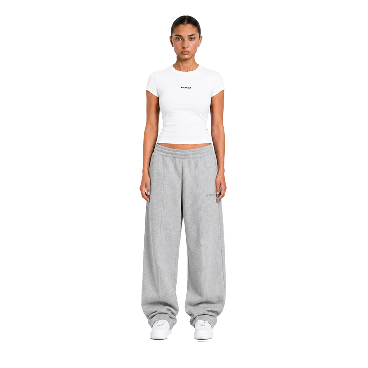 TRACKSUIT BABY TEE & SWEATPANT - WHITE/GREY MELANGE