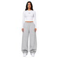 Cropped Longsleeve Sweatpant Set - White/Grey Melange