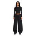 Cropped Longsleeve Sweatpant Set - Black