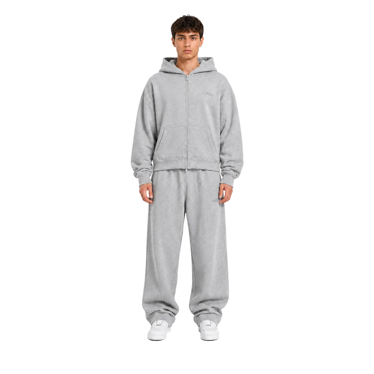 TRACKSUIT SET ZIP HOODIE & SWEATPANT - GREY MELANGE