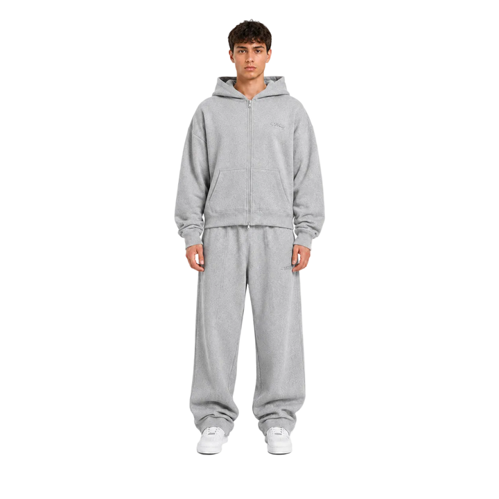 TRACKSUIT SET ZIP HOODIE & SWEATPANT - GREY MELANGE