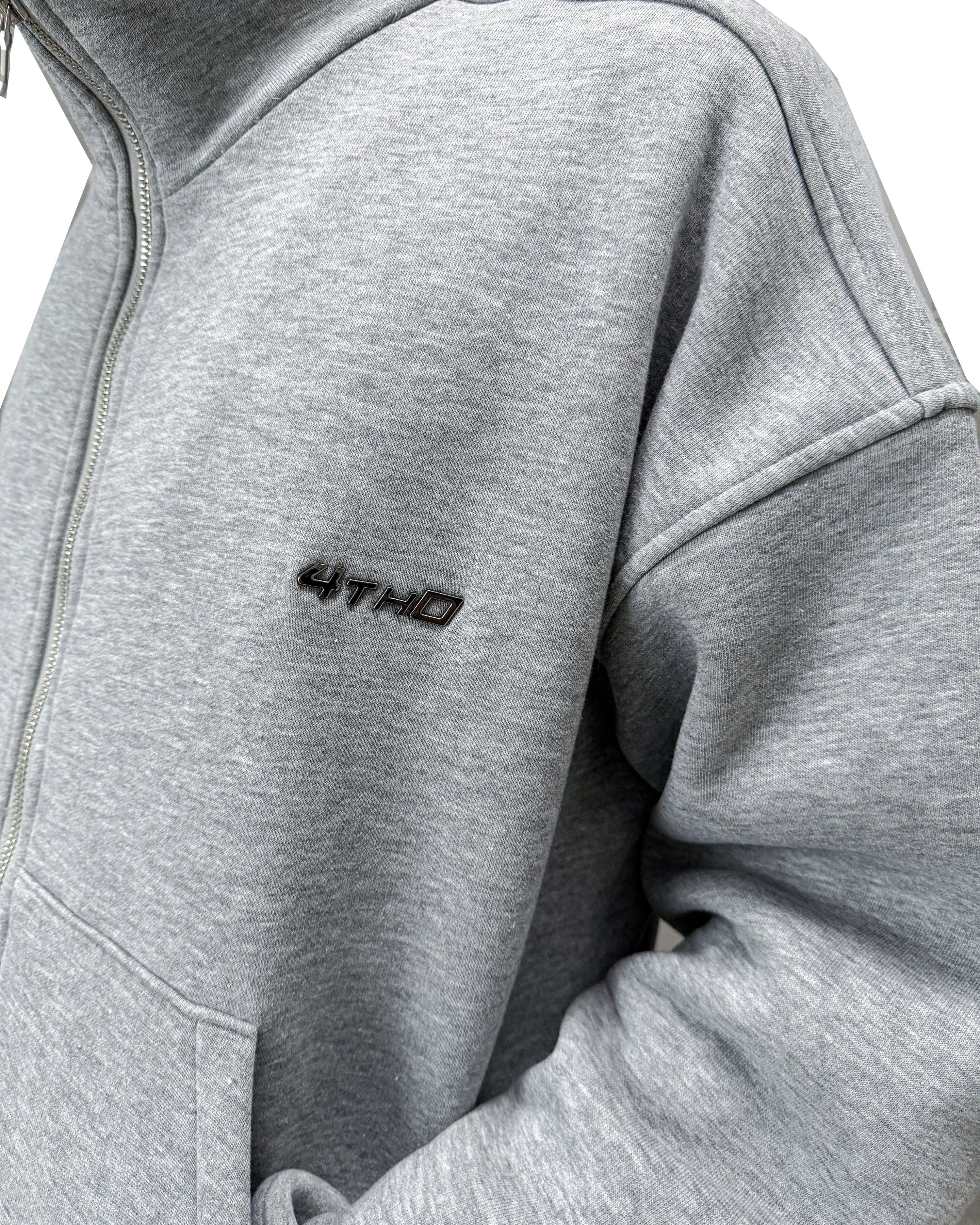 TRACKSUIT ZIP CREWNECK - GREY MELANGE