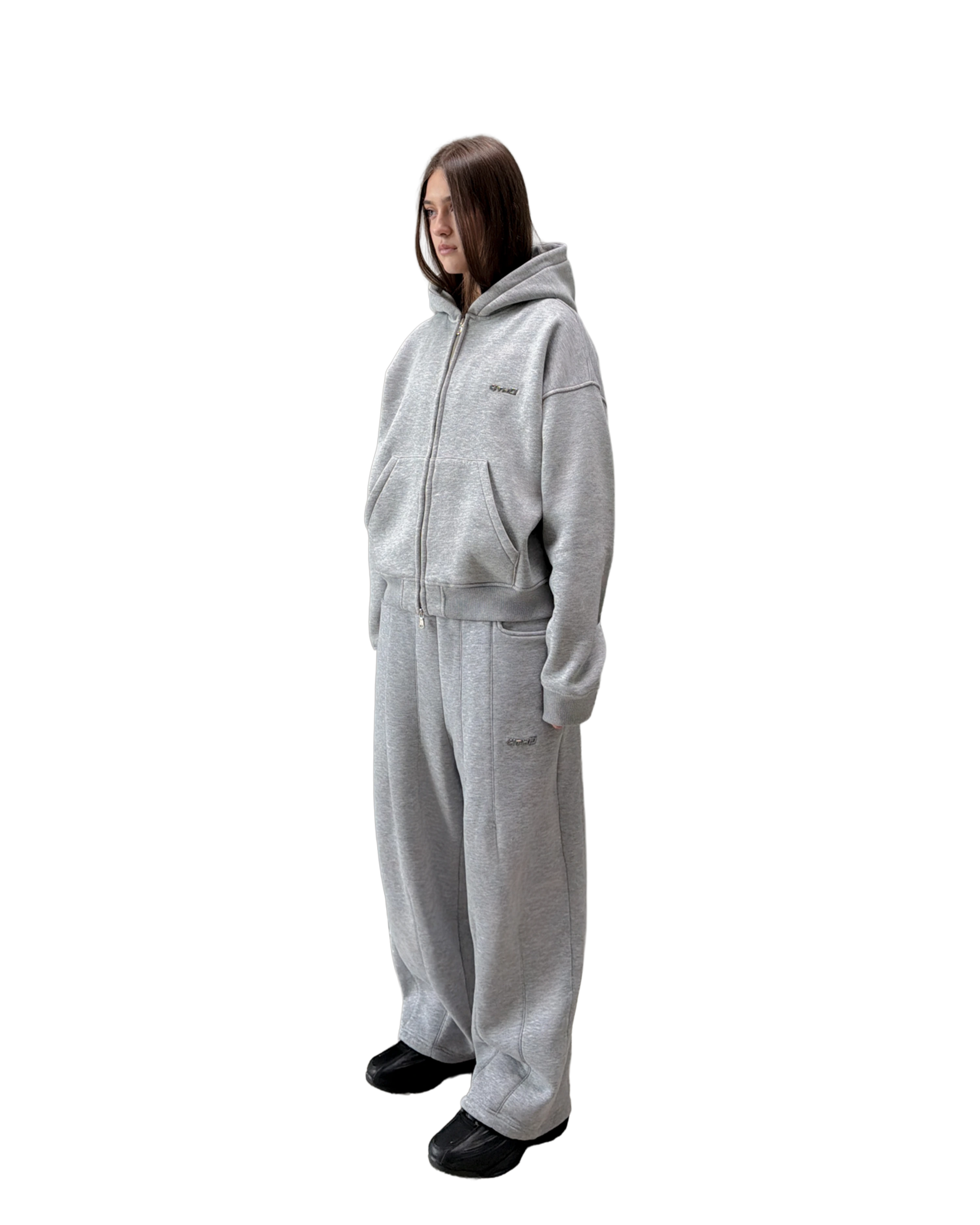 Zip Hoodie - Grey Melange