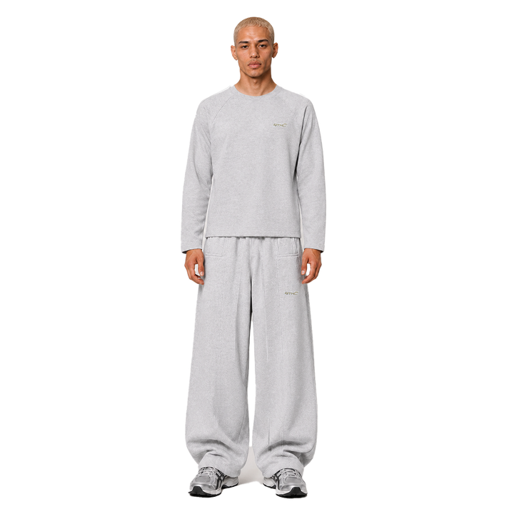 LONGSLEEVE SWEATPANT SET - GREY MELANGE/BLACK
