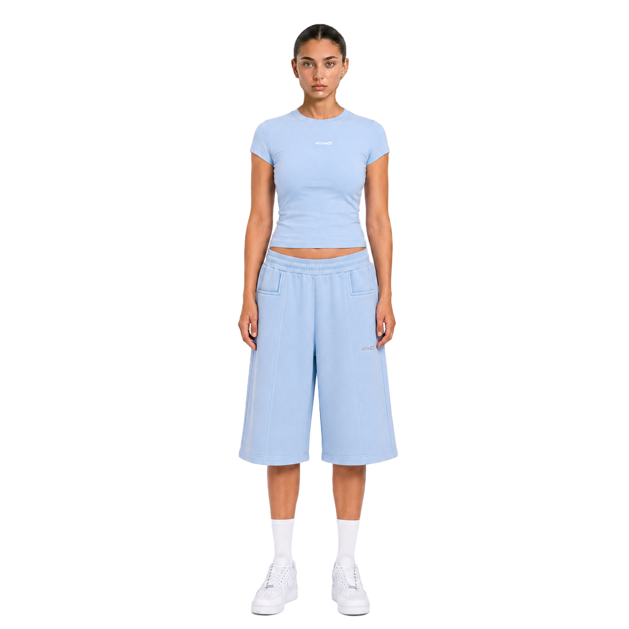 TRACKSUIT BABY TEE & SHORT - SKY BLUE