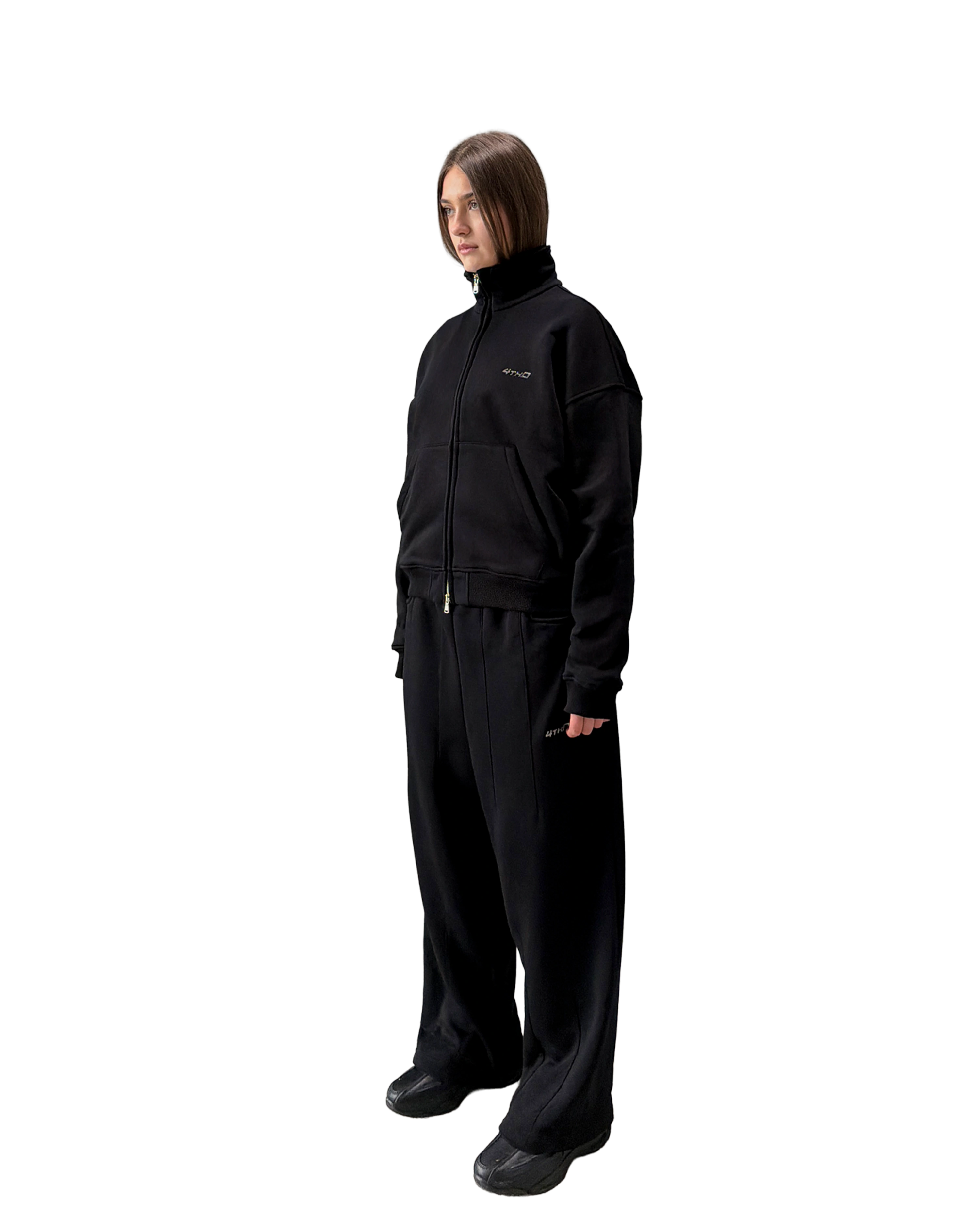 TRACKSUIT ZIP CREWNECK - BLACK