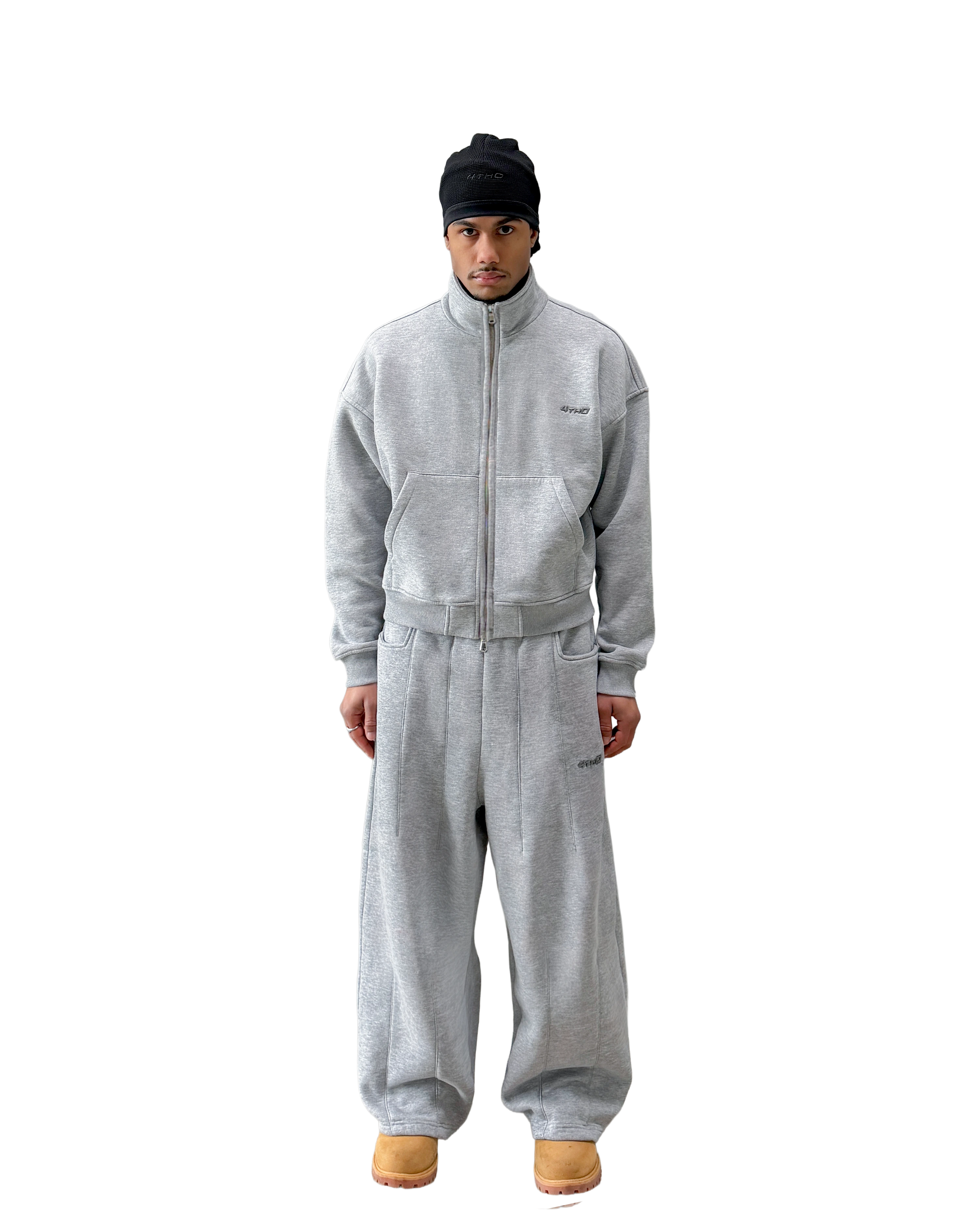 TRACKSUIT ZIP CREWNECK - GREY MELANGE