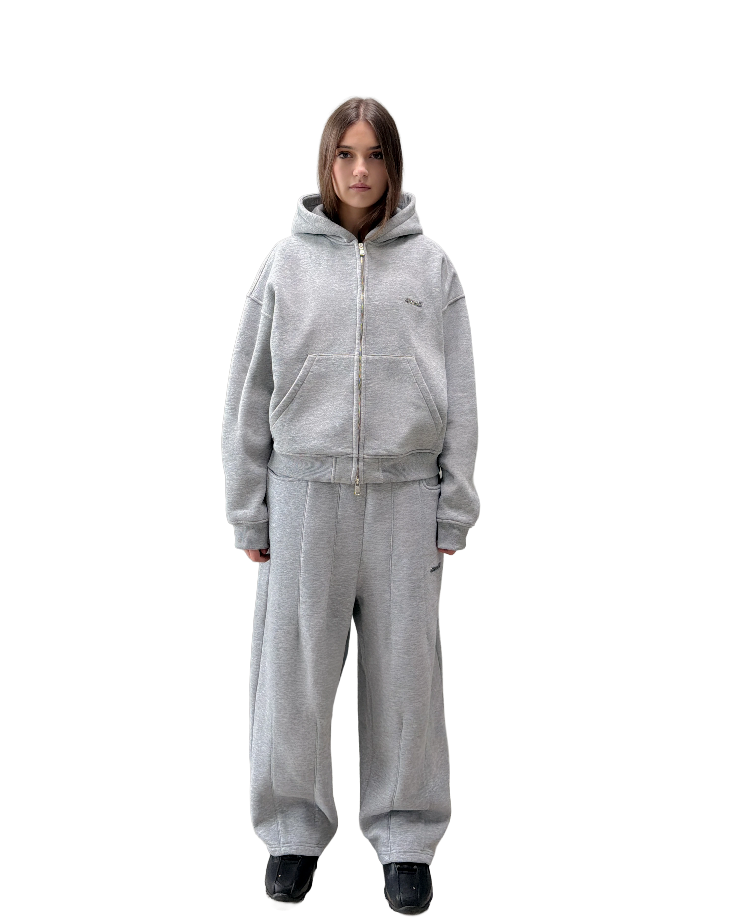 Zip Hoodie - Grey Melange