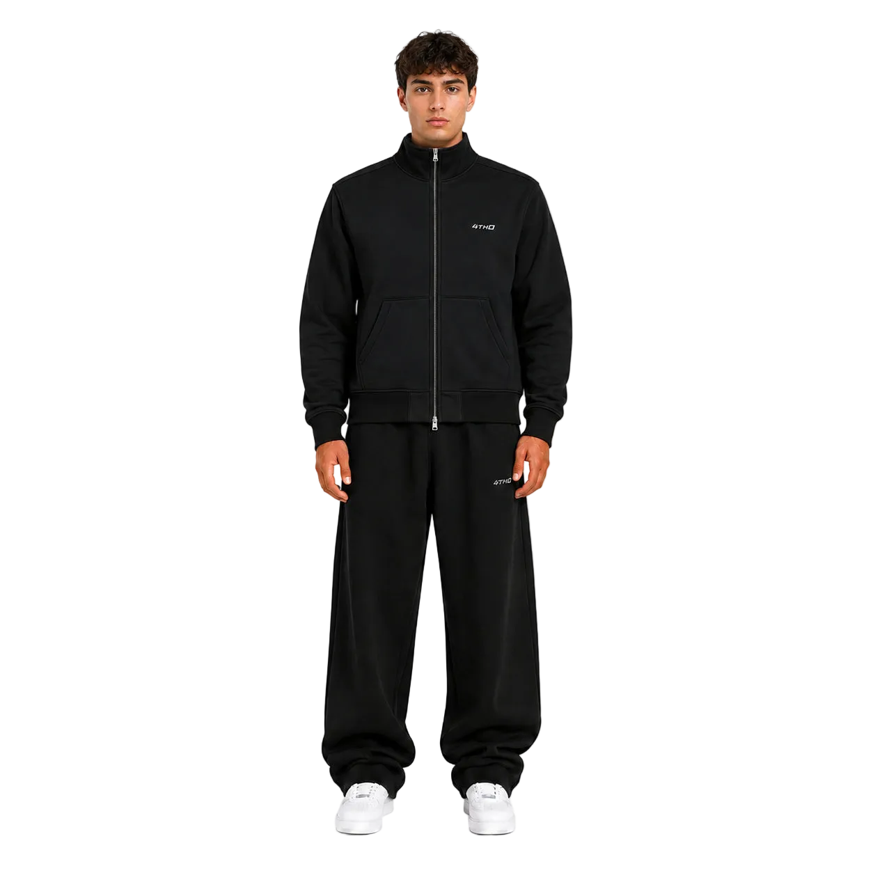 TRACKSUIT SET ZIP CREWNECK & SWEATPANT - BLACK