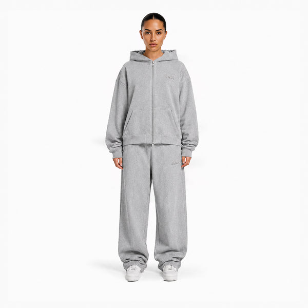 Zip Hoodie - Grey Melange