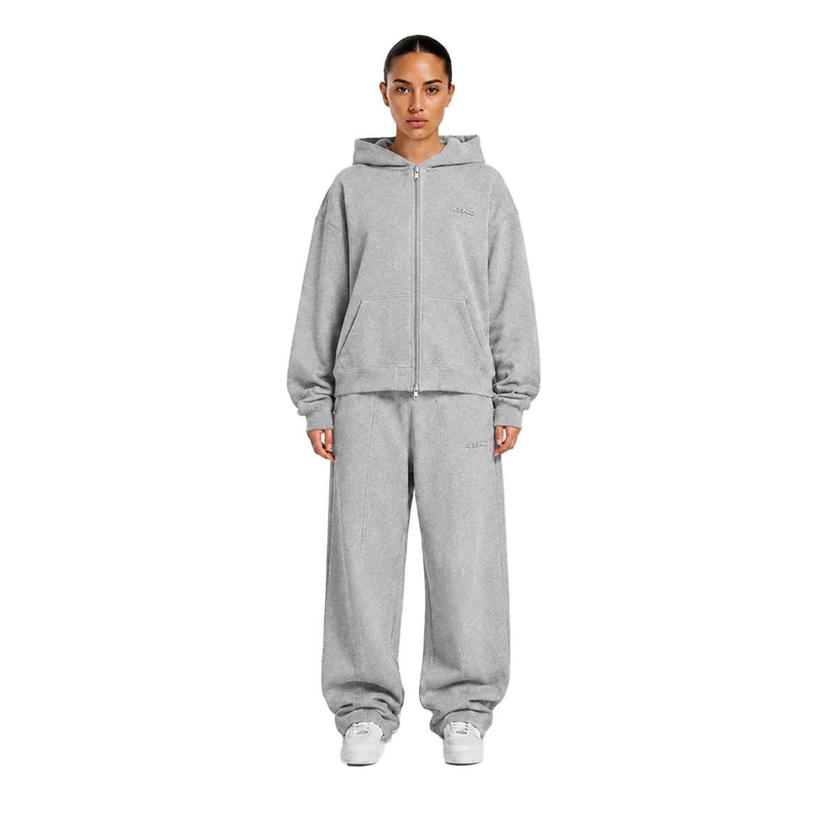 TRACKSUIT SET ZIP HOODIE & SWEATPANT - GREY MELANGE